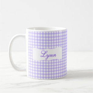 Caneca De Café Xadrez Roxo Clássico com Nome Personalizado