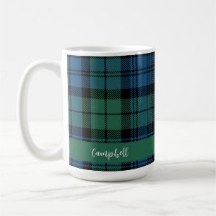 Caneca De Café Xadrez russa Campbell Tartan - Script personalizad