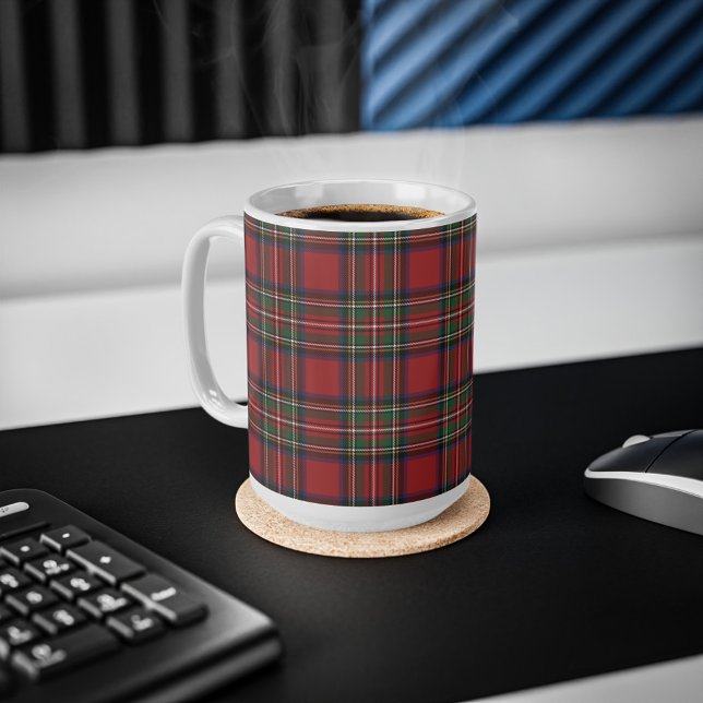 Caneca De Café Xadrez Russo Red Stewart Birthday Tartan (Rustic Plaid Red Green Stewart Tartan 15oz Coffee Mug)