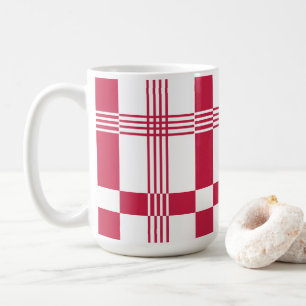 Caneca De Café Xadrez Tartan Vermelho Branco