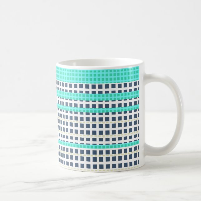 Caneca De Café Xadrez turquesa cinza (Direita)