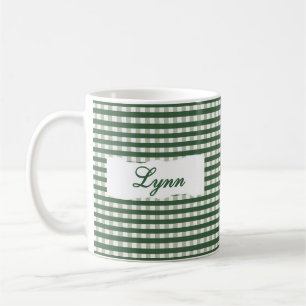 Caneca De Café Xadrez Verde Clássico Nome Personalizado