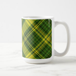 Caneca De Café Xadrez verde e amarela (angloriada)