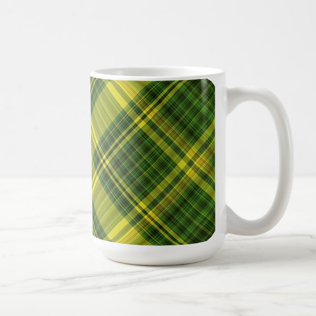 Caneca De Café Xadrez verde e amarela (angloriada) (Direita)