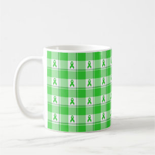 Caneca De Café Xadrez Verde Lima de Conscientização do Linfoma Nã