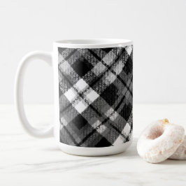 Caneca De Café Xadrez Verificação de Tartan Black White Farmhouse