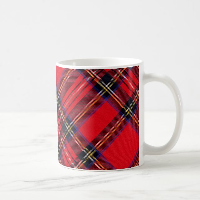 Caneca De Café Xadrez vermelha de Stewart tartan (Direita)