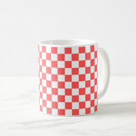 Caneca De Café Xadrez vermelho coral clássico