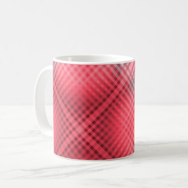 Caneca De Café Xadrez vermelho e cinza grunge (Frente Esquerda)