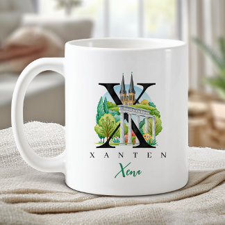 Caneca De Café Xanten Alemanha Carta Monograma X Presente Persona
