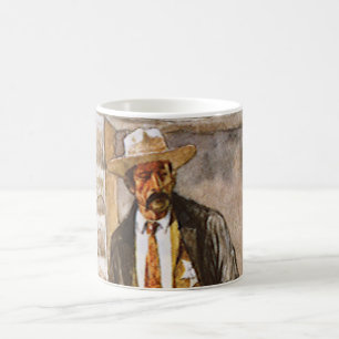 Caneca De Café Xerife Retrato de Seltzer, Vintage West Cowboy