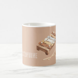 Caneca De Café Xilofone Marrom Bege Branco
