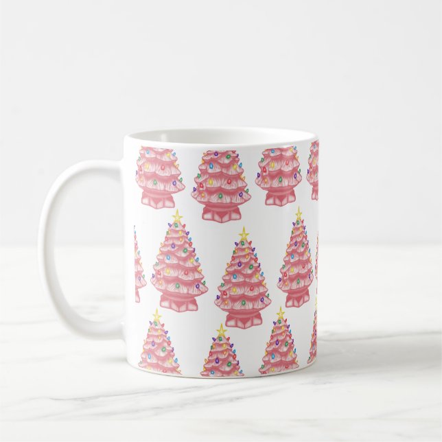 Caneca De Café Xmas Árvores Cerâmicas Cor-de-rosa (Esquerda)