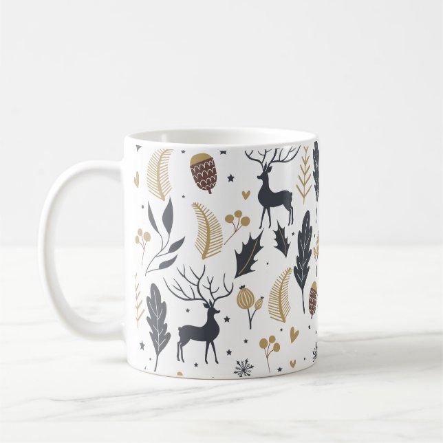Caneca De Café Xmas Deer e Deixa a Coleção de Saudações Felizes (Esquerda)