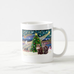 Caneca De Café Xmas Magic - Dois gatos Maine Coon