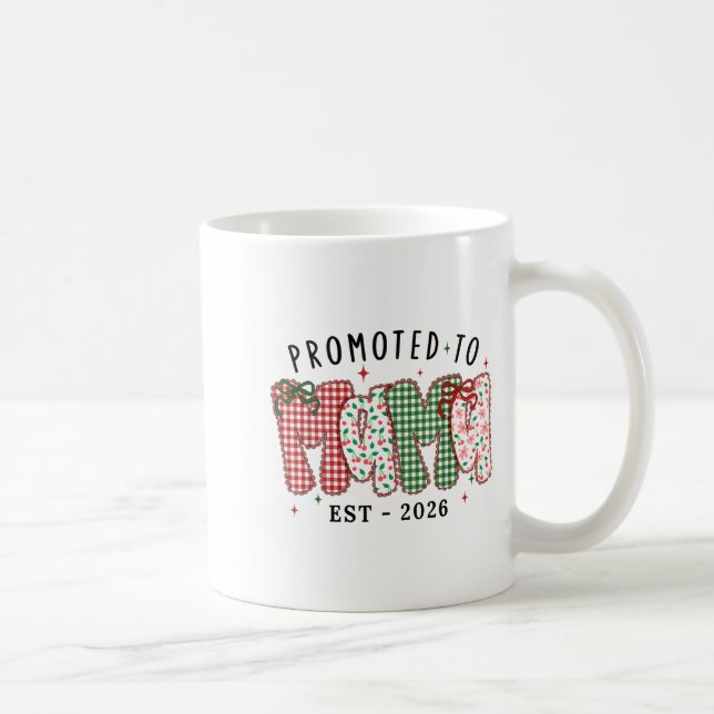 Caneca De Café Xmas Mom Christmas Lace Coquette Promoted To Mama  (Direita)