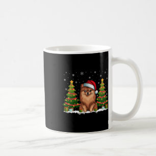 Caneca De Café Xmas Tree Lights Pomeranian Dog Santa Hat Christma
