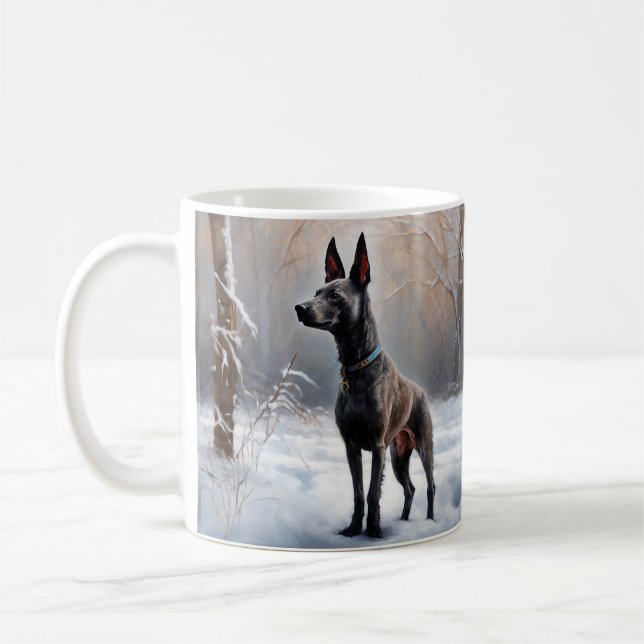 Caneca De Café Xoloitzcuintli Deixe Nevar Natal (Esquerda)