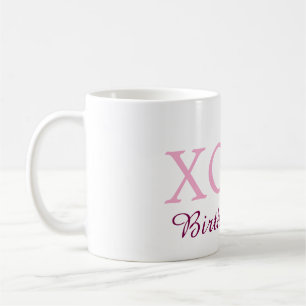 Caneca De Café Xoxo aniversário menina nome rosa mauve simples am