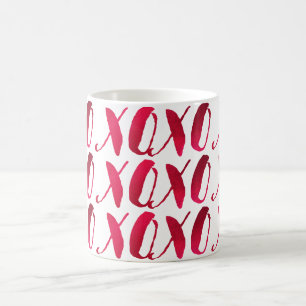 Caneca De Café Xoxo de PixDezines/fundo vermelho de Raspberry/DIY