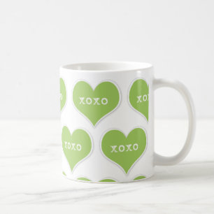 Caneca De Café XOXO Green Hearts Mug
