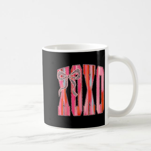 Caneca De Café Xoxo Leopard Bow Funny Valentine's Day Coquette Nk (Direita)