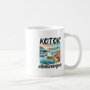 Caneca De Café Y De Kotor Montenegro Cruzeiro Navio Aquarela Scen