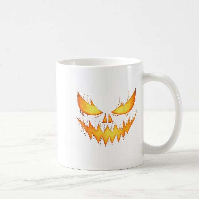 Caneca De Café Y Jack O Lanterna Esculpida Pumpkin Face Halloween (Direita)