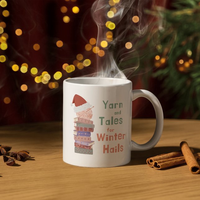 Caneca De Café Yarn and Tales for Winter Hails Christmas  (Criador carregado)