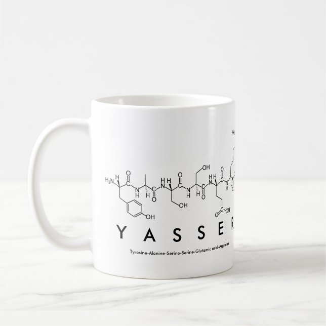 Caneca De Café Yasser peptide name mug (Esquerda)