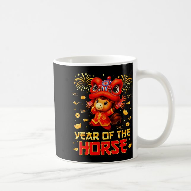 Caneca De Café Year Of The Horse Lion Dance Lunar Chinese New Yea (Direita)