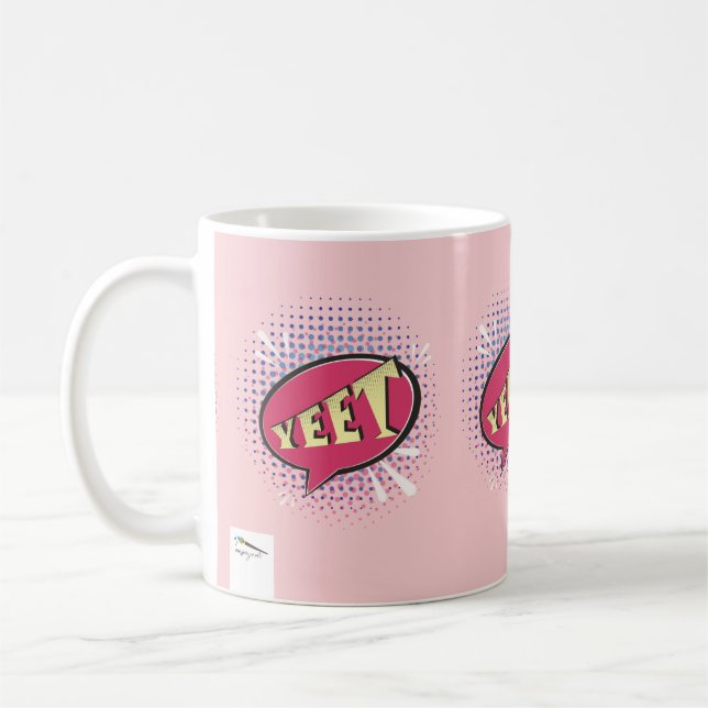Caneca De Café YEET - Bolha de Fala Cômica Rosa Engraçada (Esquerda)