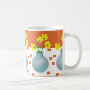 Caneca De Café Yellow Daisies in a Blue Vase