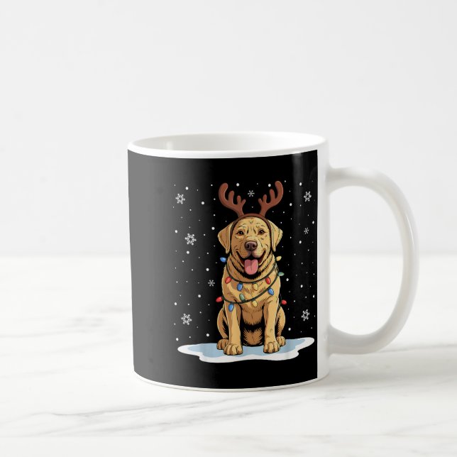 Caneca De Café Yellow Lab Labrador Christmas Reindeer Dog Lover X (Direita)