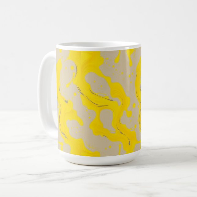 Caneca De Café Yellow Organic Abstract (Frente Esquerda)