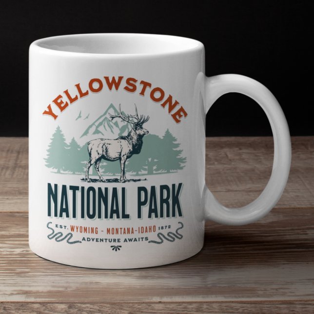 Caneca De Café Yellowstone National Park Vintage Landscape (Criador carregado)