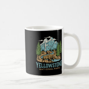 Caneca De Café Yellowstone USA National Park Wolf Bison Bear Vint