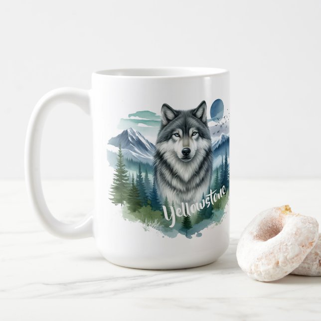 Caneca De Café Yellowstone Wolf (Com Donut)