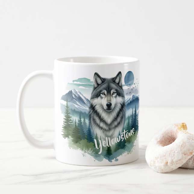 Caneca De Café Yellowstone Wolf (Com Donut)