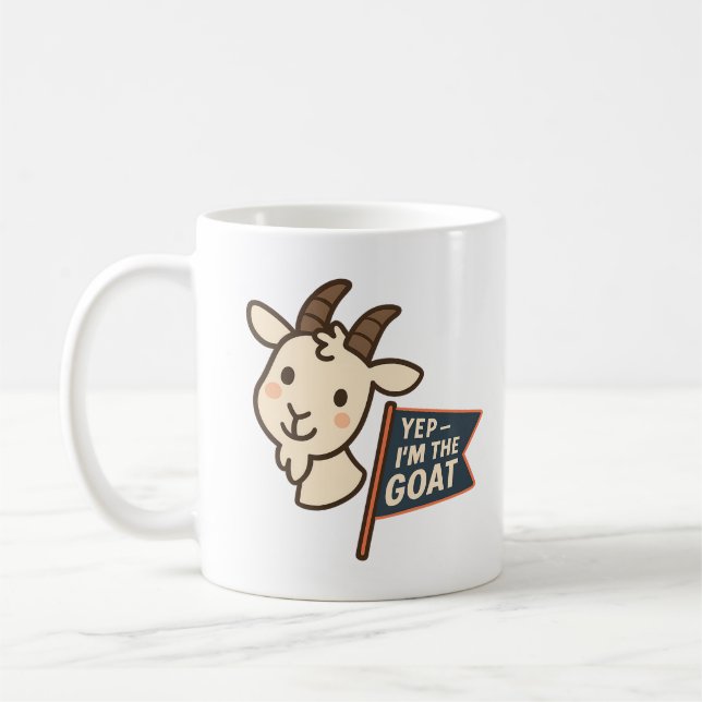 Caneca De Café Yep I'm The GOAT Cute Funny Goat Head Design (Esquerda)