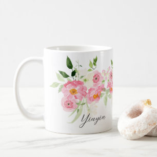 Caneca De Café Yiayia Floral de Primavera