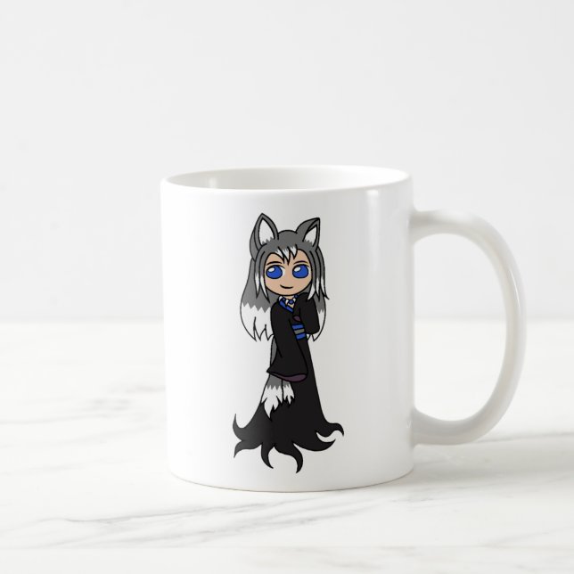 Caneca De Café Yin e Yang as meninas do Fox (Kitsune) (Direita)