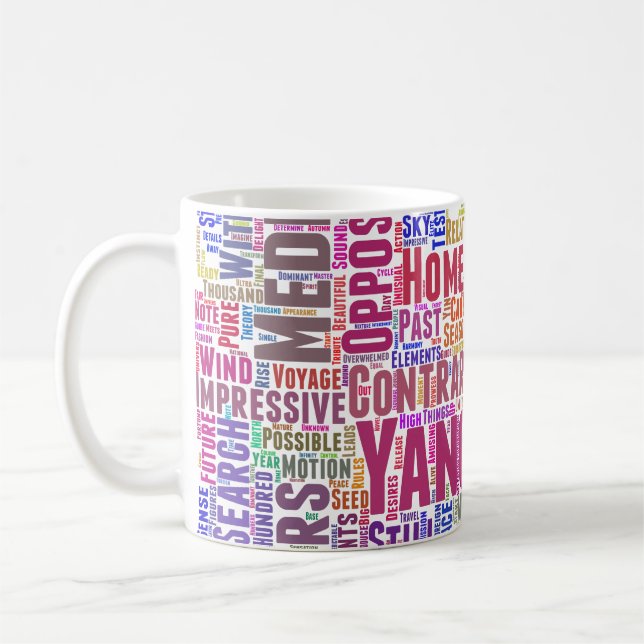Caneca De Café Yin Yan Nuage de Mots Texte Motif Interconnect (Esquerda)