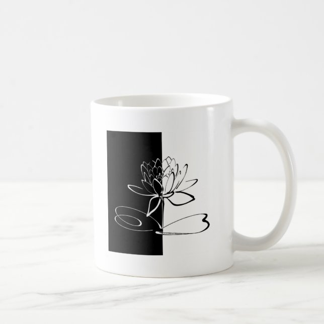 Caneca De Café Yin Yang Black White Lotus Blossom (Direita)