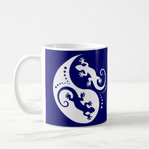 Caneca De Café YIN & YANG Geckos White + sua ideia