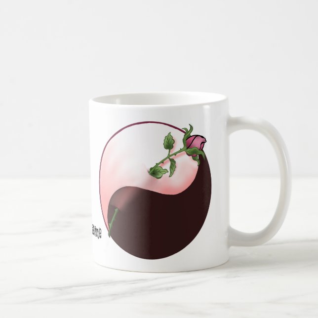 Caneca De Café Yin Yang Rosa vermelha (Direita)