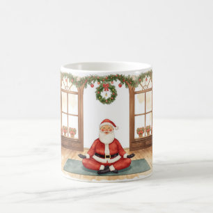 Caneca De Café Yoga Christmas Papai Noel posiciona Yoga