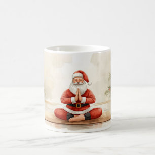 Caneca De Café Yoga Christmas Papai Noel posiciona Yoga