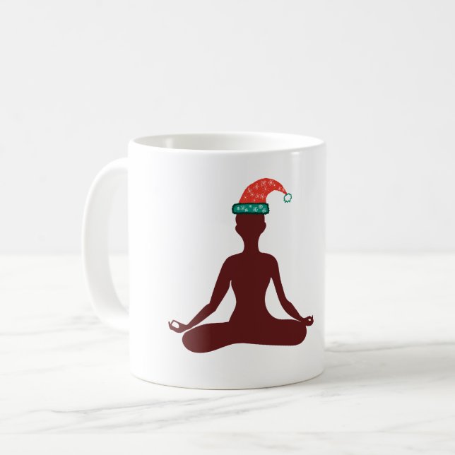 Caneca De Café Yoga de Natal e Feliz ano novo personalizado (Frente Esquerda)