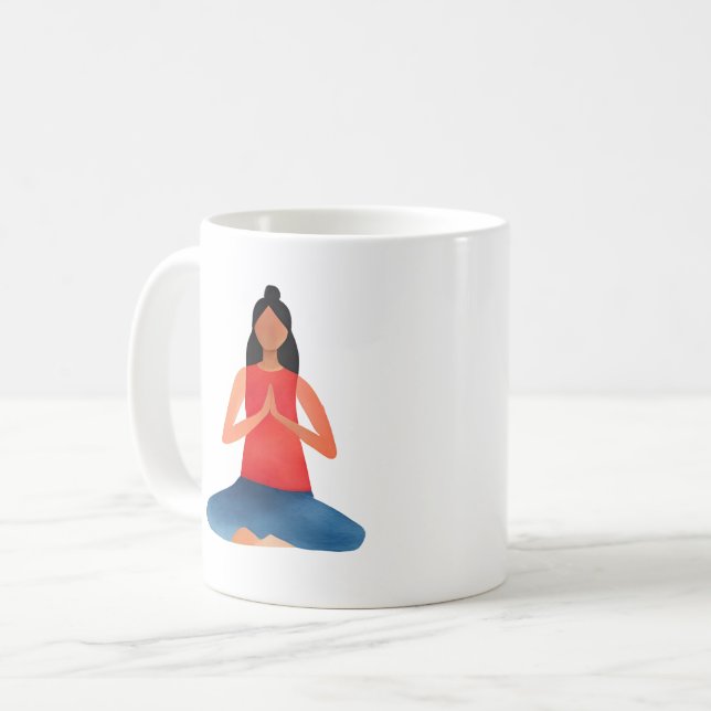 Caneca De Café Yoga Girl Meditation Namaste (Frente Esquerda)